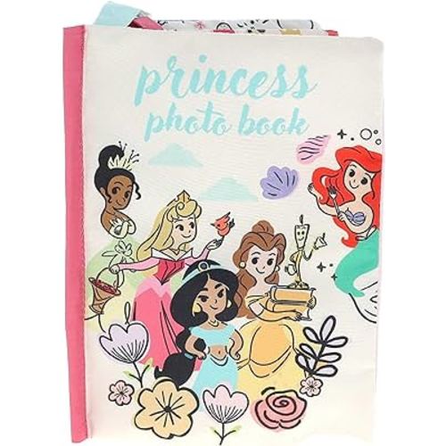 Disney Princess Photo Album with Soft Pages and Crinkle Sounds for Babies and Toddlers – Holds 4x6 Photos and On The Go Strap for Stroller, Car Seat or Crib for Baby