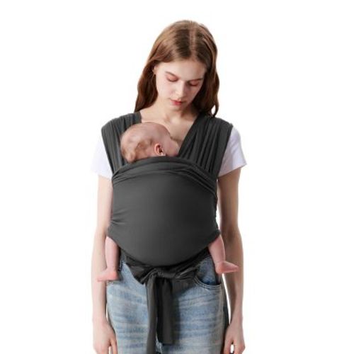 Bc Babycare Atmosia Baby Wrap Carrier, Breathable Soft Knit, Newborn to Toddler Sling, Ergonomic, Effortless Wear, Hands-Free Support, Gray