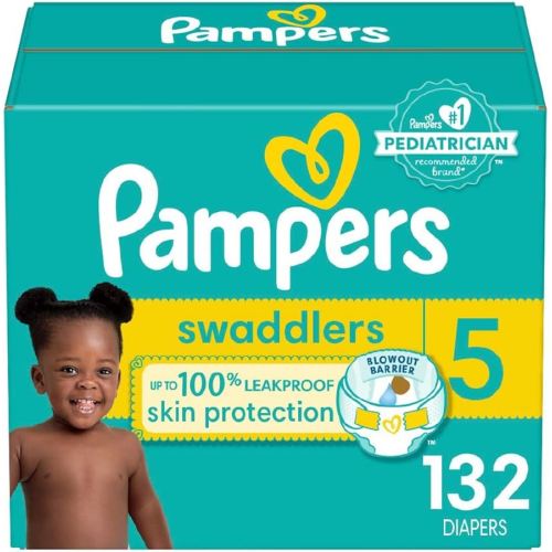 Pampers Baby Diapers - Swaddlers - Size 5, 132 Count, Ultra Absorbent Disposable Infant Diaper