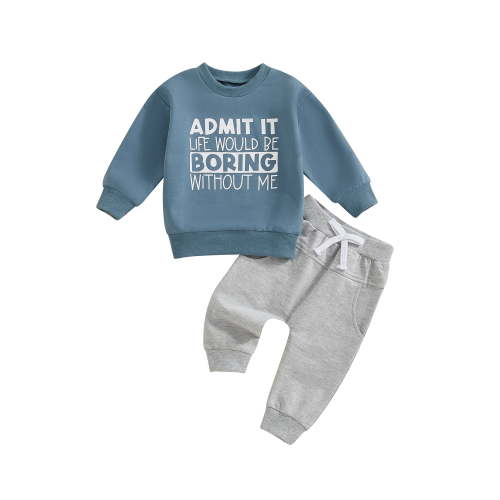 Loicainy, Kids Boy Spring Fall Clothes Set, 12-18 Months, Blue