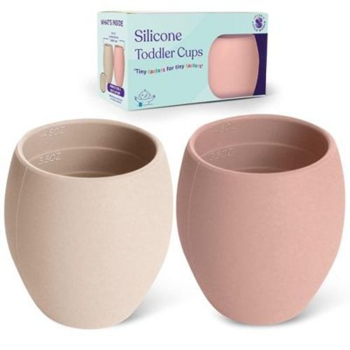 Sperric Silicone Mini Cups For Toddlers Baby Drinking Training Cup (2 Pack) 4.5 OZ (Rose Quartz)