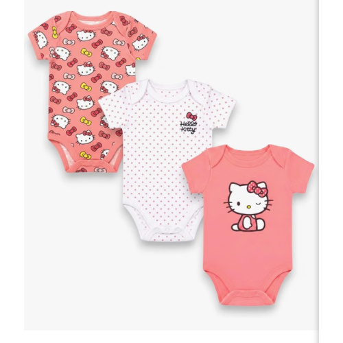 Hello Kitty Baby Girls’ 3-Pack Bodysuit – Infant Cotton Onesies Clothing Set, Rose, 9M