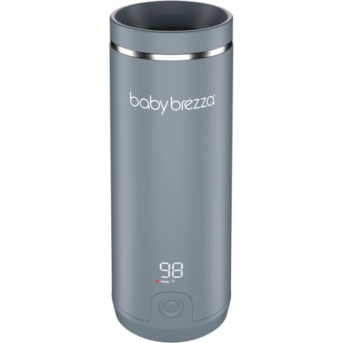 Baby Brezza Portable Warmer – 3X Faster Baby Bottle Warming - Travel Breastmilk and Formula Warmer - Safe, Even Heating - Up to 9oz - No Adapters, Grey