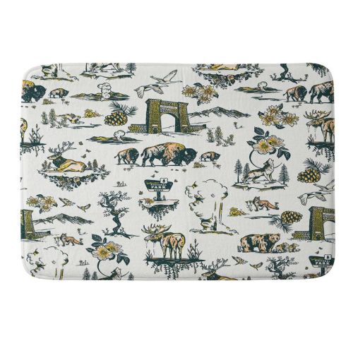 Deny Designs 34"x21" The Whiskey Ginger Yellowstone National Park Travel Pattern Memory Foam Bath Rug Blue