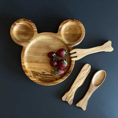 Olive Wood Baby Utensils