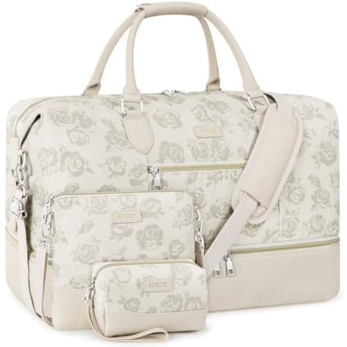 Weekender Bag for Women, Travel Duffel Bag Carry On Overnight Bag with Shoe Compartment Large Nylon Travel Weekend Tote Bag