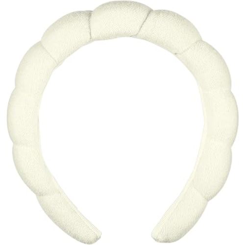 Conair Spa Makeup and Face Washing Headband, Ultra-Absorbent Microfiber Skincare Headband, Soft Terry Cloth, No-Pull Band Gentle on Hair and Head, Bubble Design, Ivory