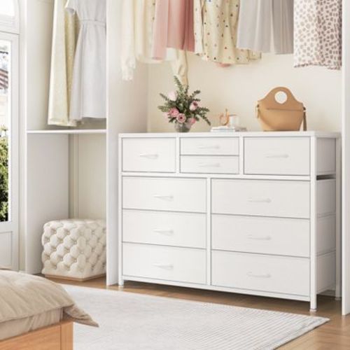 10-Drawer Fabric Dresser - Lightweight Storage w/Steel Frame & Wood Top, Multi-Functional Organizer