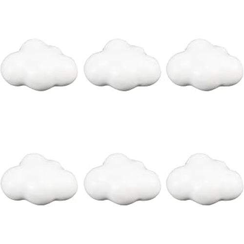 Dnyta 6 Pcs Clouds Shaped Ceramic Knobs Decorative Pulls Cute Cabinet Dresser Pulls for Wardrobe, Drawers, Cabinets, Jewelry Box (Clouds Shaped, White)