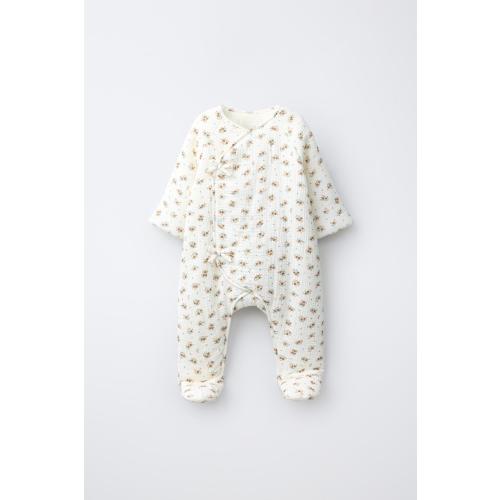 QUILTED FLORAL PRINT JUMPSUIT - Ecru | ZARA United States
