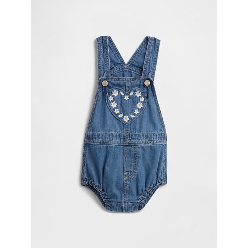 Baby Embroidered Denim Shortalls