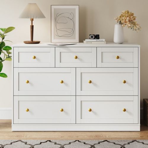 Heynemo 7-Drawer Dresser – Large Storage Chest for Bedroom, White