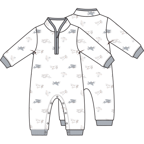 Airplane Zip Neck Romper