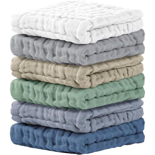 Baby Washcloths 6 Pack, Muslin Washcloths