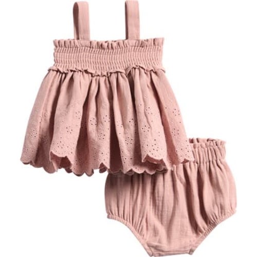 Embroidered Eyelet Organic Cotton Trapeze Top & Bloomers, 12-18M