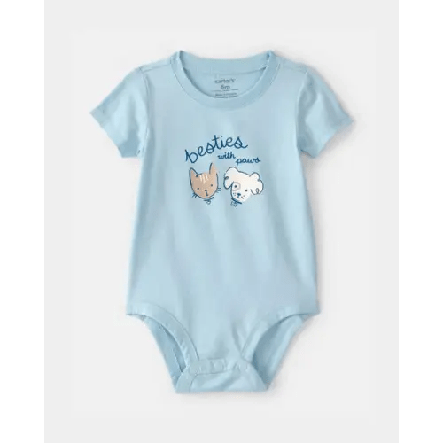 Baby 'Besties With Paws' Graphic Bodysuit - Blue | Carter's