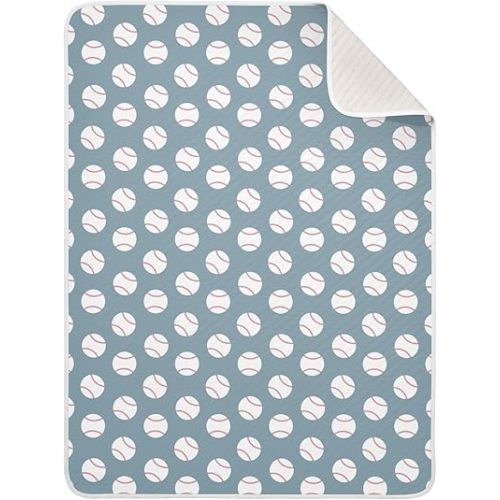 Baby Blanket for Boys Girls Baseball Blue Nursery Swaddling Wrap American Sport Championship Patch Sports Soft Unisex Toddler Newborn Blanket Receiving Blankets Stroller Crib, 30x40 Inch
