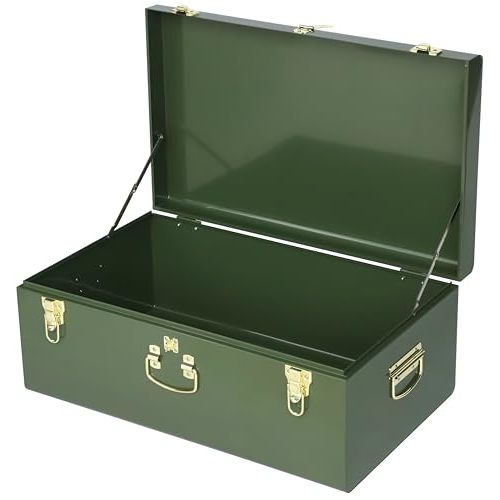 Vixdonos Large Metal Trunk Decorative Storage Box College Dorm Chest with Handle