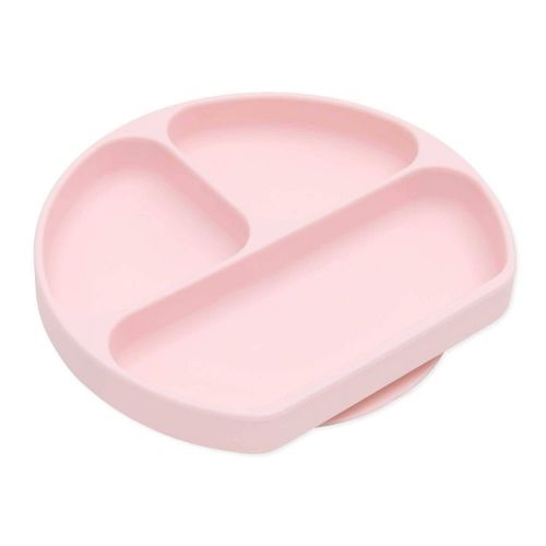 Bumkins Silicone Grip Dish - Pink: Solid Pattern, Round Shape, Silicone Material, 1 Piece
