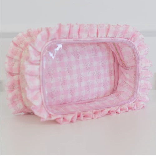 Ruffled Nylon Large Clear Pouch
