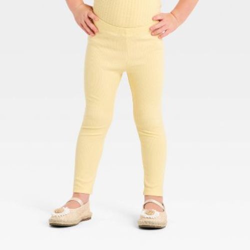 Toddler Girls' Solid Ribbed Leggings - Cat & Jack™ Yellow 3T