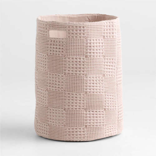 Nella Lilac Rose Organic Cotton Waffle Weave Hamper with Handles