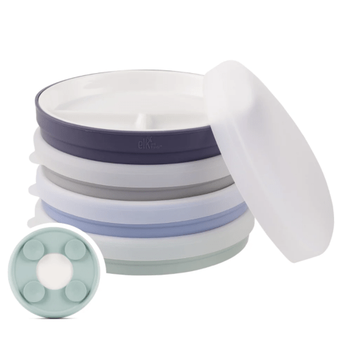 Porcelain Divided Plates Suction Sleeve + Lids