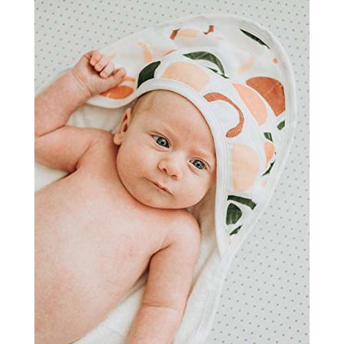 Organic Bamboo Hooded Baby Towel | Soft, Muslin Hooded Bath Towels for Kids, Babies, Toddlers | Large Fluffy Baby Towel Perfect for Boys and Girls | 32x32in (Rainbow)