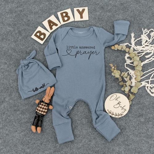Personalized Ribbed Baby Bodysuit, "Little Answered Prayer", Newborn Outfit