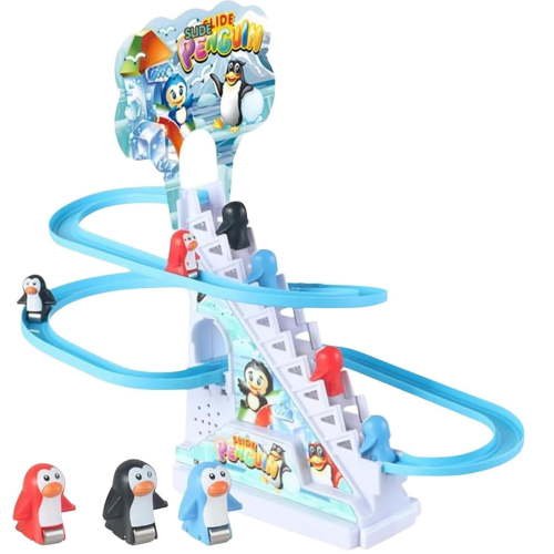 Animals Climbing Stairs Toys Electrical Assembly Track Slide Children's Educational Animals Climbing Stairs Toy Piglet Penguin Slide Rollercoaster Toys