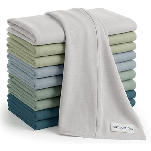 Comfy Cubs Baby Burp Cloths Set (Pack of 10) - Large, 6-Layer, Ultra Absorbent 100% Cotton for Infant Spit-Up, Drool, and Messes - Soft, Gentle, Thoughtful New Born Baby Gifts, Multi Boy