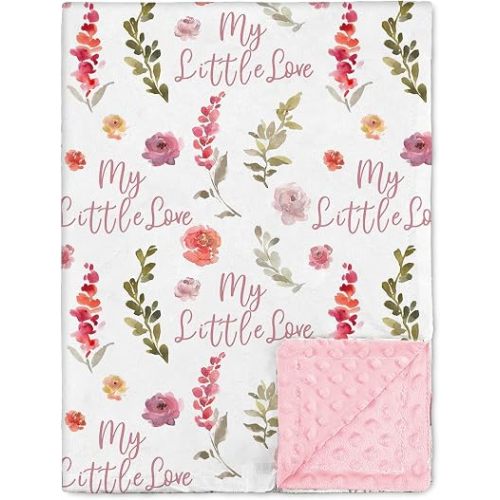 Nialnant Floral Minky Baby Blanket Soft Nursery Crib Blanket 30"x40"