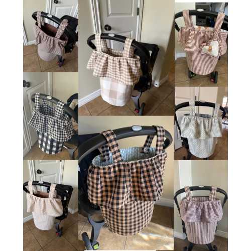 Ruffle Stoller Caddy Bag/ Removable Stroller Caddy/ Stroller Organizer Bag/Round Ruffle Stroller Bag