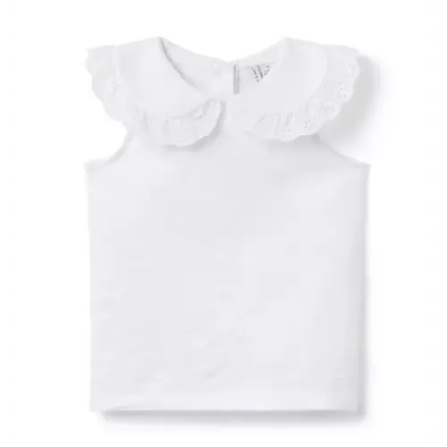 Girl White Eyelet Collar Top by Janie and Jack