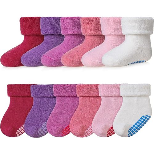 Baby Wool Floor Socks Soft Winter Warm Thick Non slip Toddler Boys Girls Crew Neck Socks 6 pairs