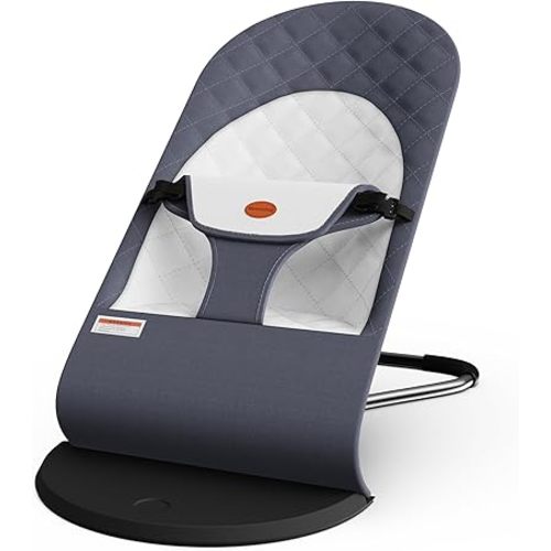 Portable Baby Bouncer Seat for Infants, 0-18 Months, 3 Modes of Use with Rocker & Stationary Options, Ergonomic Infant Chair with Hanging Toys – Grey