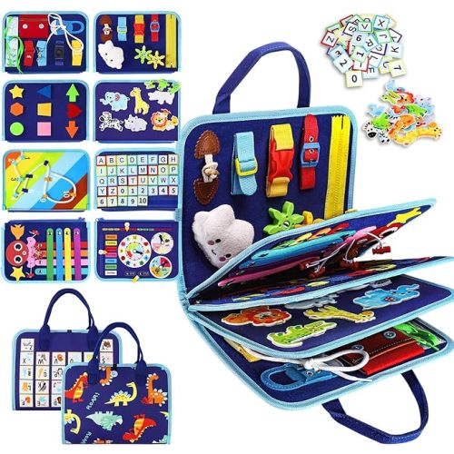 Esjay Busy Board for Toddlers, Montessori Toys for Boys, Sensory Book Toy Educational Activities for Fine Motor Skills Learning, Birthday Gifts for Boys Toddler, Toys for Travel Airplane Car