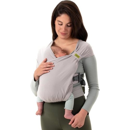 Boba Bliss Pre-Wrapped Baby Carrier with Buckle - Newborn to 7-35 lbs Light, Breathable & Easy to Adjust Hybrid Infant Sling & Toddler Carrier - Certified Hip-Healthy for 0-18 Months - Gray
