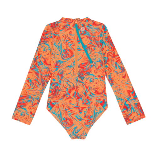 Girls Long Sleeve Surf Suit (One Piece Bodysuit) | "Swirl"
