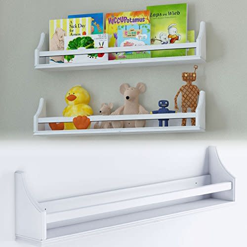 One Stylish White Baby Nursery Room Wall Shelf Sturdy Birch Wood 30 Inch Ships Fully Assembled