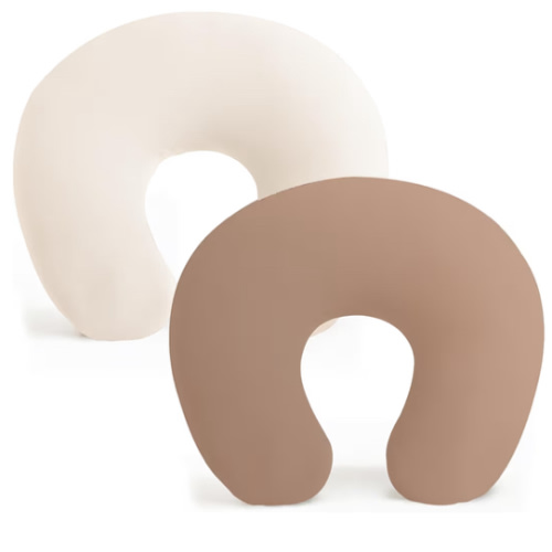 Konssy 2 Pack Nursing Pillow Covers, Stretchy and Soft Nursing Cover for Breastfeeding, Pillow Slipcover for Baby Girls and Boys Newborn (Beige, Brown)