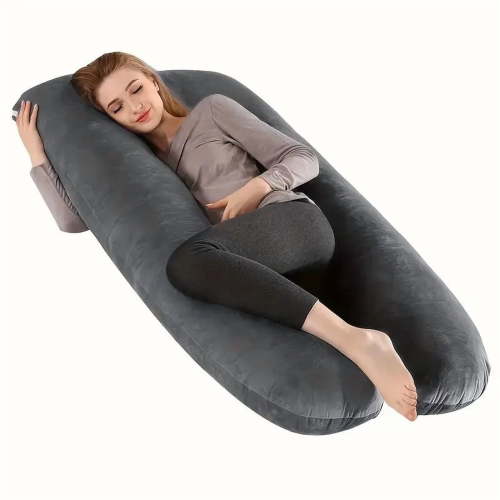 U-Shaped Pregnancy Pillow, Multifunctional Waist Support for Expectant Mothers - Black