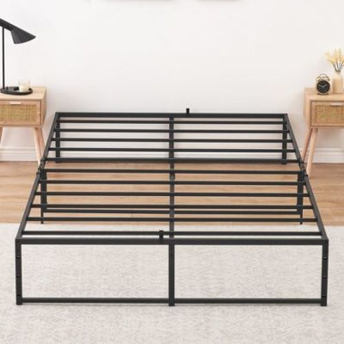 Full Size Bed Frame Platform, 14 inch Metal Full Bedframe with 3 in 1 Sturdy Steel Support, No Box Spring Needed Black Mattress Frame