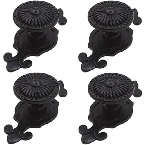 Kelier Antique Cabinet Knobs, [4 Pack] Vintage Retro Mushroom Drawer Knobs with Backplate, Dresser Pull Handles for Kitchen/Cupboard/Wardrobe/Cabinet, Black