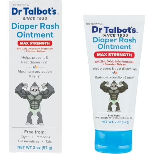 Dr. Talbot's Maximum Strength Diaper Rash Ointment - 2 oz - Zinc Oxide Skin Protectant with Peruvian Balsam - Treats and Prevents Rash