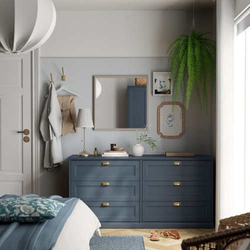 FÅGELFJÄLLET 6-drawer dresser - dark gray-blue 63x20 1/8x30 3/4 "