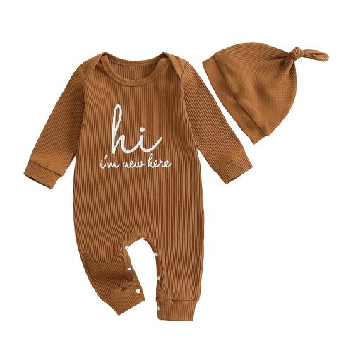 MERSARIPHY Newborn Baby Boy Girl Clothes Hi I'm New Here Coming Home From Hospital Outfits Gender Neutral One Piece Romper