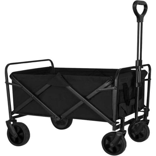 OVENTE Collapsible Foldable Wagon with 220lbs Weight Capacity, Heavy Duty Fabric and Metal Frame, Portable Folding Utility Cart for Grocery Shopping, Outdoor Sports, Beach and Camping, Black WFU011B | Wayfair