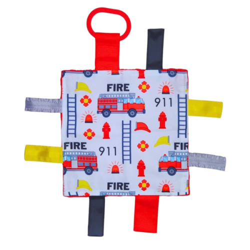 Baby Jack & Co 8x8” Fire Lovey Tag Toys for Babies - Baby Crinkle Toys - Crinkle Toys for Baby - Soft & Safe - Learn Shapes & Colors - Ideal Baby Toy - BPA Free w/Stroller Clip