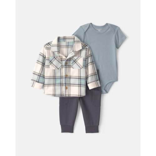 Baby Boy 3-Piece Plaid Fleece Layering Set - Green | Carter's
